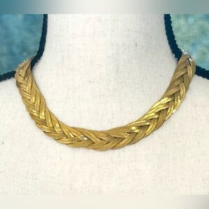 💛Vintage Napier Braided Herringbone Chain Necklace Signed